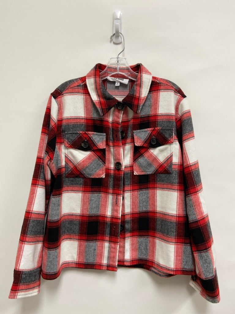 Steve Madden Size L Red White/Black Plaid Ladies Jacket