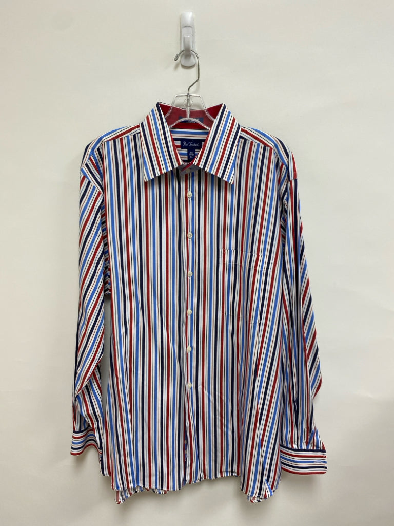 Paul Fredrick Size XL Blue Red/White Striped Button Up Men&