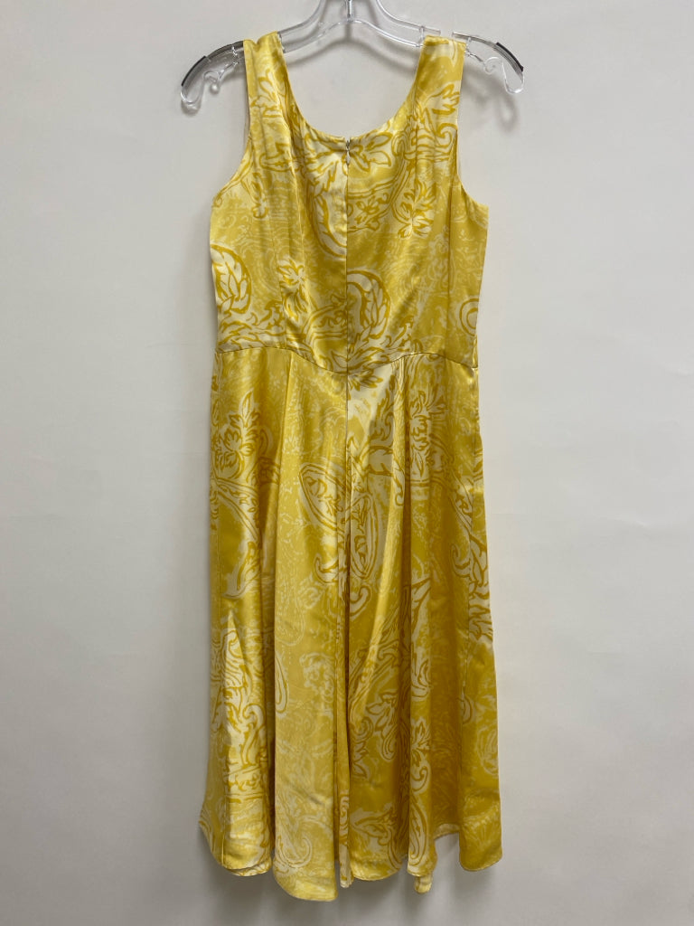 Brooks Brothers Size 12 Yellow Paisley Sleeveless Silk Ladies Dress