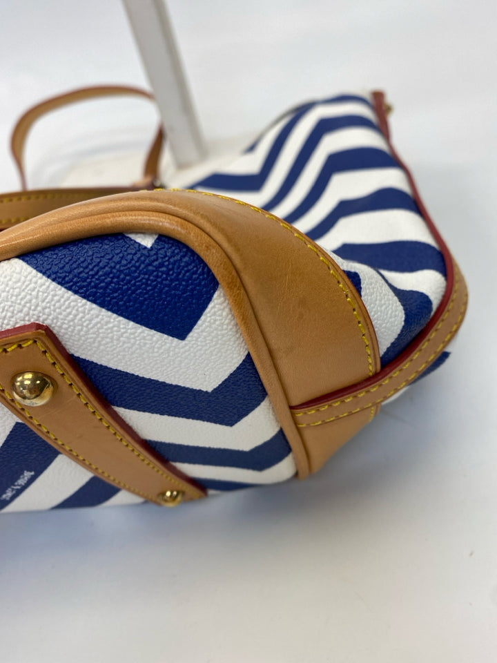 Dooney &amp; Bourke White Dark Blue Chevron Handbag
