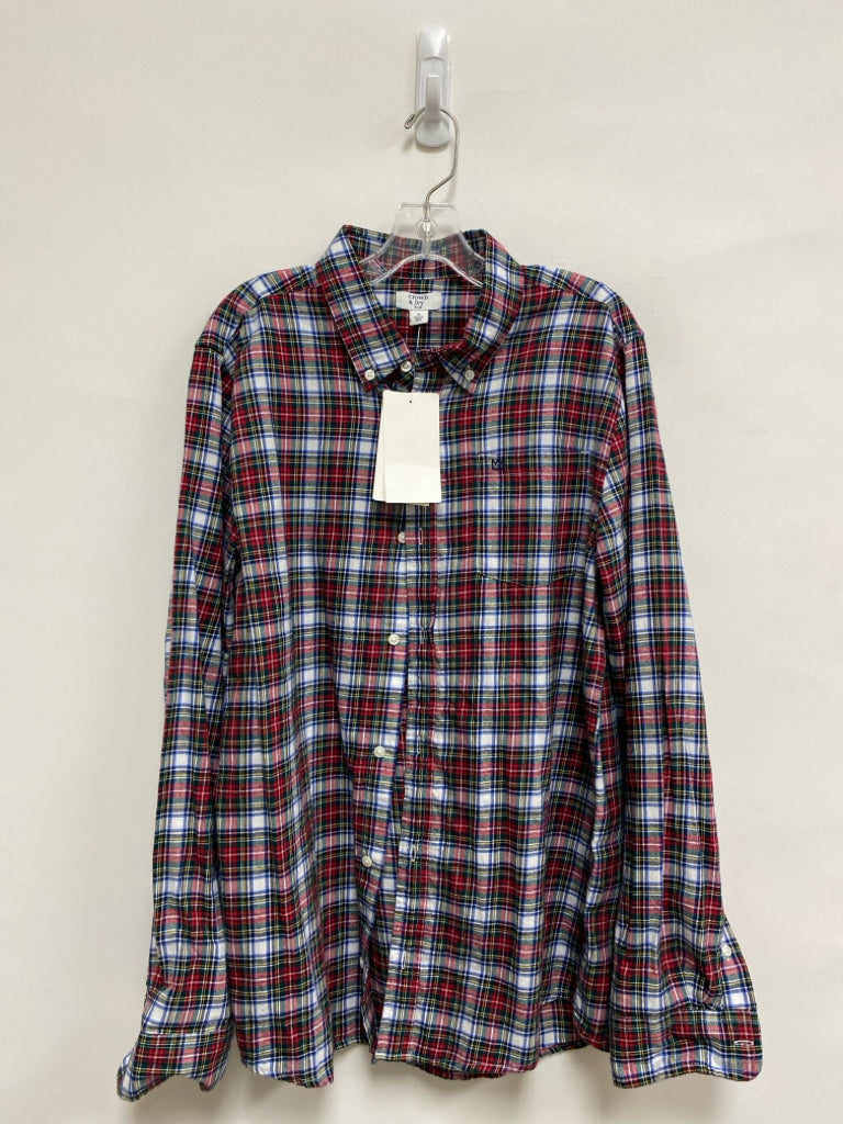 NWT Crown &amp; Ivy/Kids SIZE XL White Red/Green Plaid Boy&