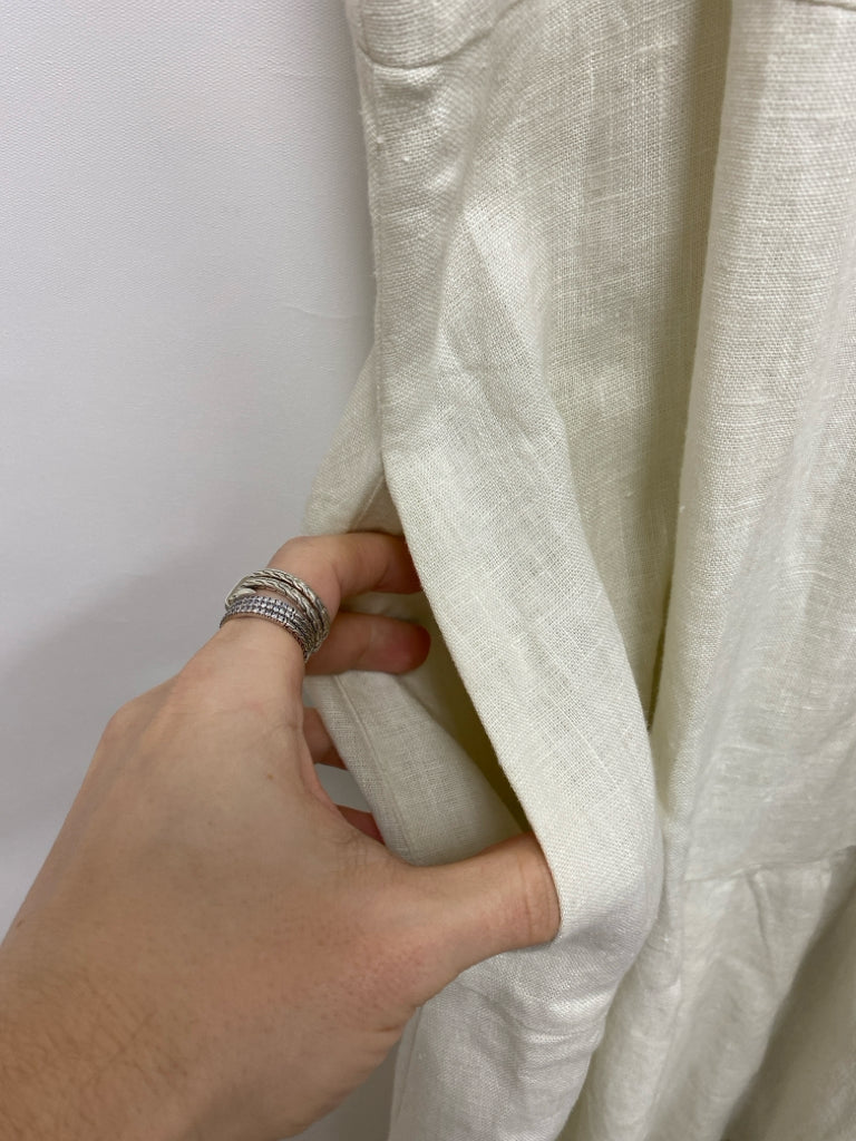 Size L White Sleeveless Linen Ladies Dress