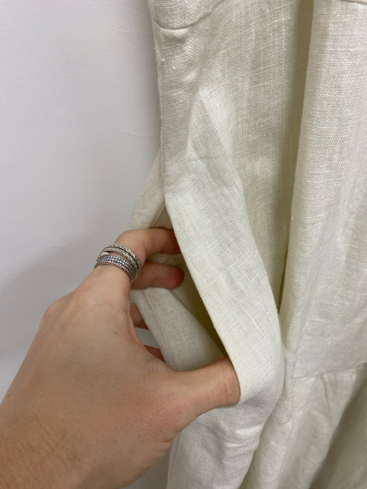 Size L White Sleeveless Linen Ladies Dress