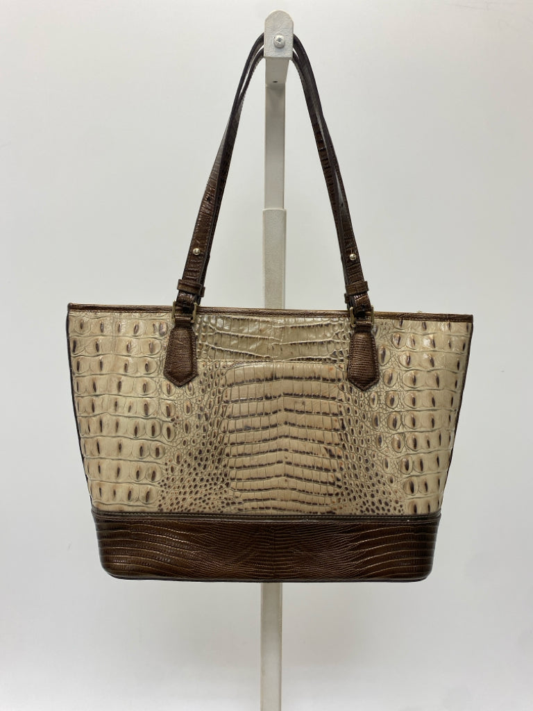 Brahmin Brown Embossed Leather Handbag
