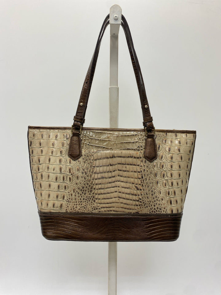 Brahmin Brown Embossed Leather Handbag
