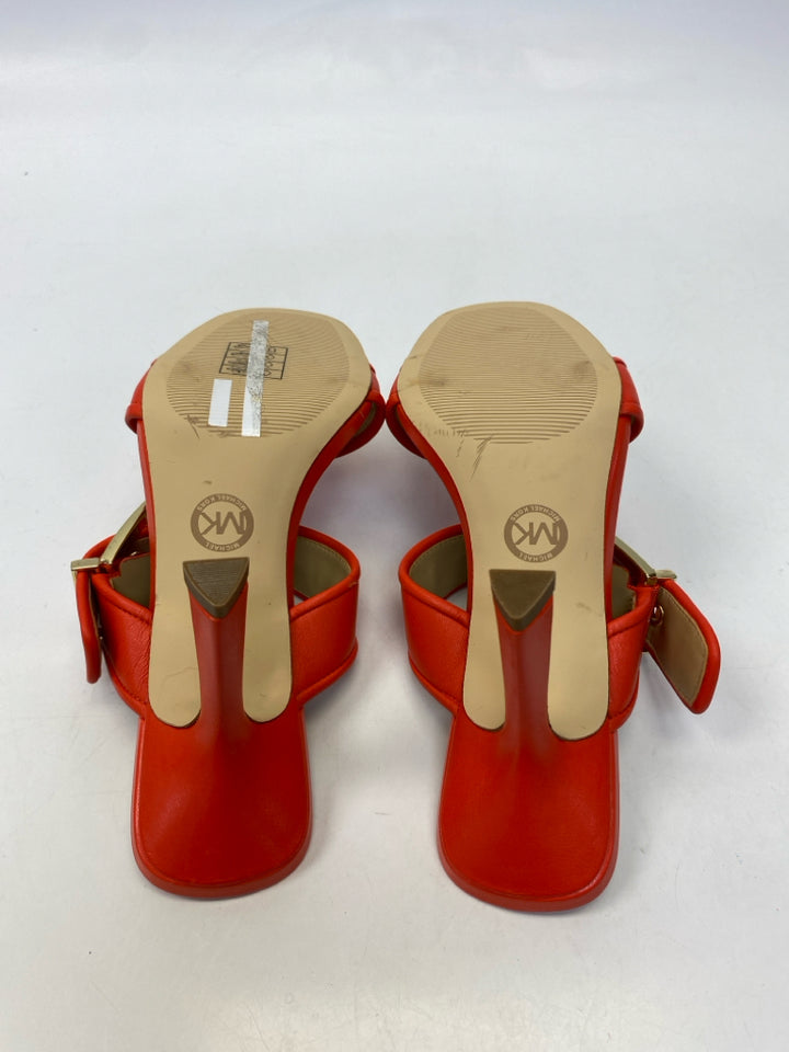 NWOT Michael Kors  Size 7 Dark Coral Gold Buckle(s) Sandals