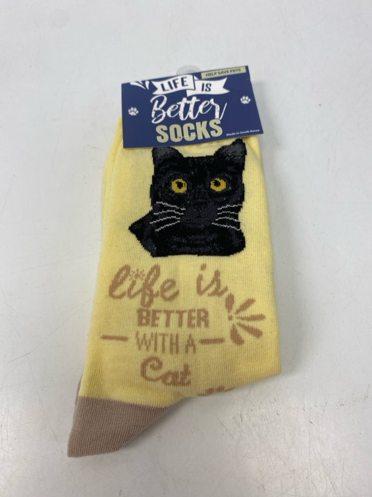 Yellow Black Cats Socks