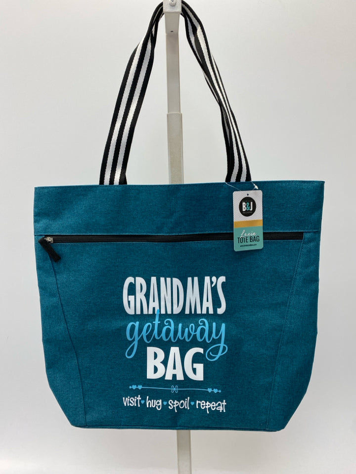NWT Teal Blue Word(s) Tote Bag
