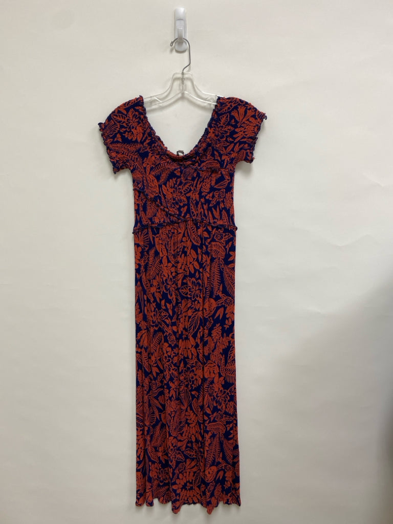 Patrons of Peace Size S Dark Blue Red Floral Ladies Dress