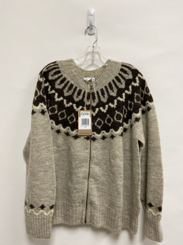 NWT Size XL Gray Brown Zip Down Wool Ladies Sweater