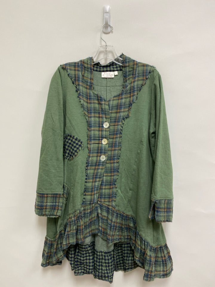 Paper Lace Size S Green Blue/Orange Plaid Button Up Ladies Jacket