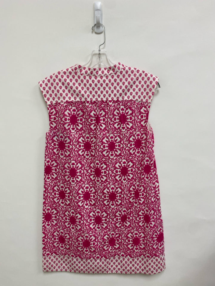 Vineyard Vines Size XS White Hot Pink Medallion Sleeveless Ladies Dress