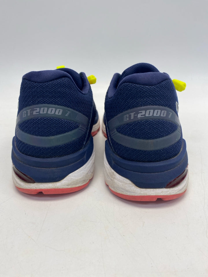 Asics US Shoe Size 10.5 Navy Neon Yellow Lace-up Sneakers