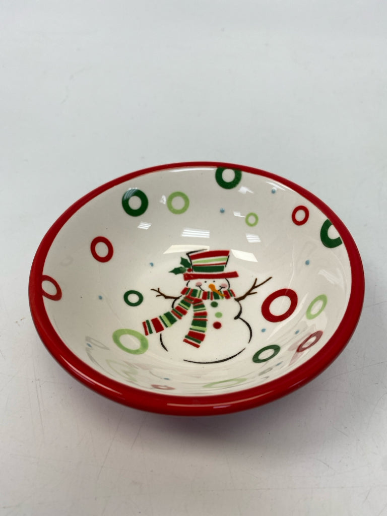 Red White Snowman Ceramic Christmas