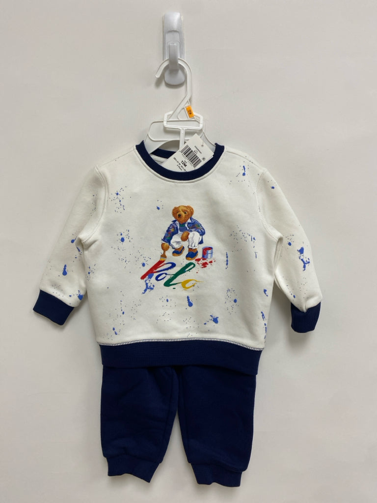NWT Ralph Lauren SIZE 12M White/Navy Multi Color Boy&