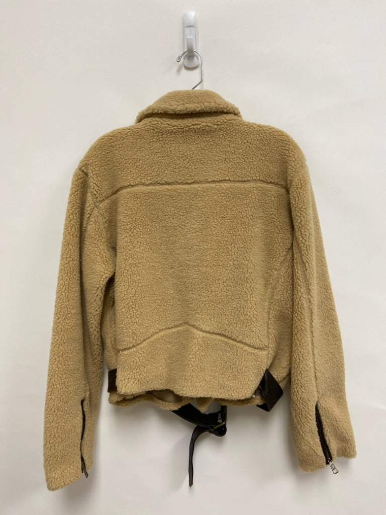 NWT Polo Size L Camel Dark Brown Trimmed Sherpa Ladies Jacket