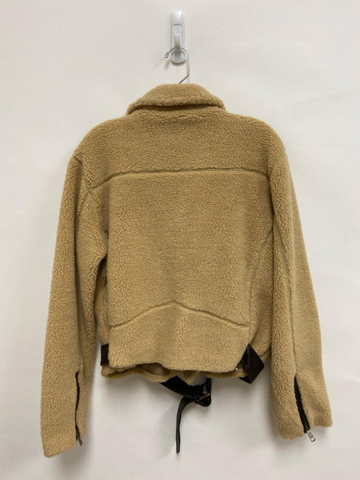 NWT Polo Size L Camel Dark Brown Trimmed Sherpa Ladies Jacket