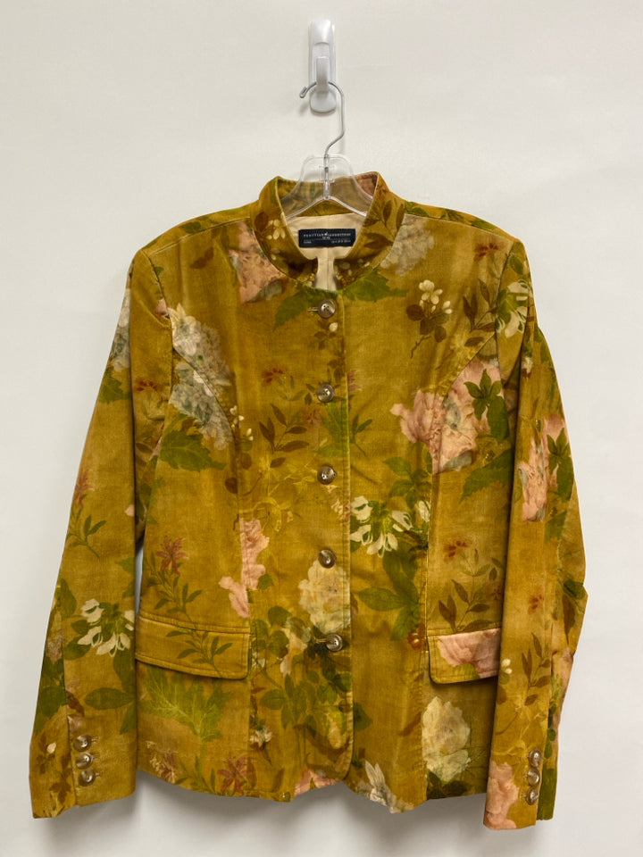 Peruvian Conn. Size 14 Mustard Floral Velour Ladies Jacket