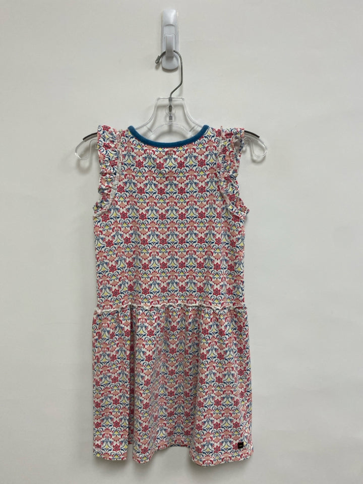 Tea SIZE 6 White/Blue Coral/Yellow Print Sleeveless Girl&