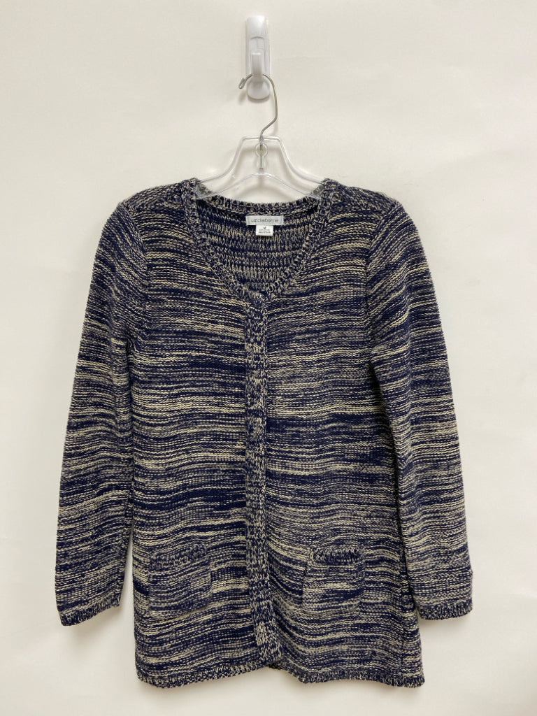 Liz Claiborne Size M Navy Cream Streaked Ladies Sweater