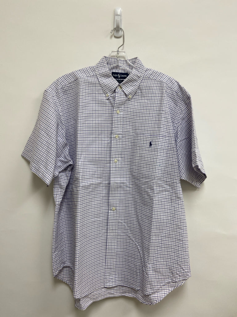 Ralph Lauren Size L White Purple Squares Button Up Men&
