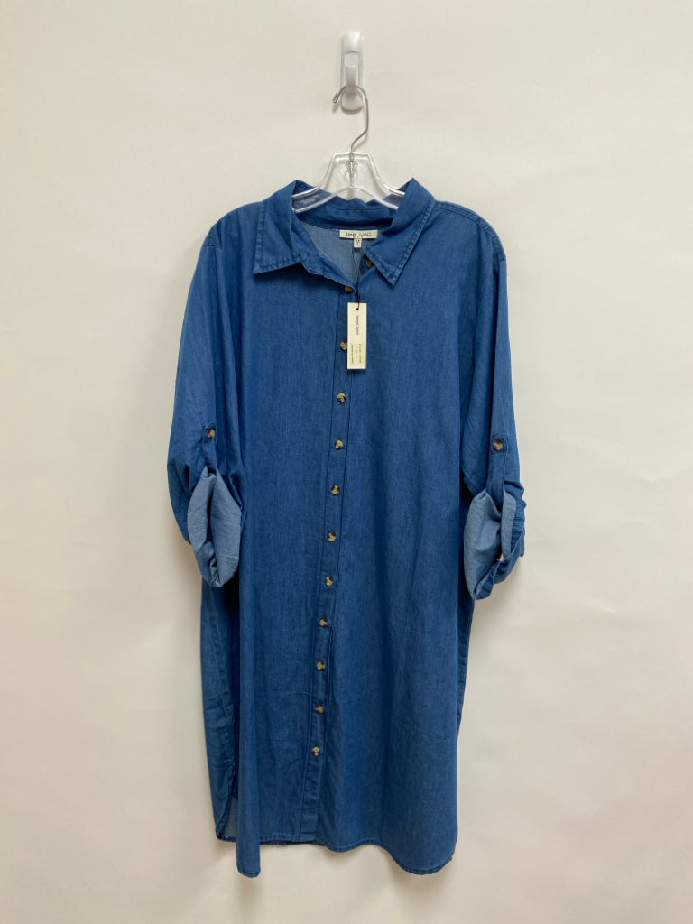 NWT  SIZE  2X Blue Button Up Chambray Plus Size Dress