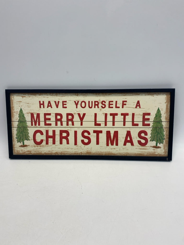Cream Red/Green Words Wood Christmas
