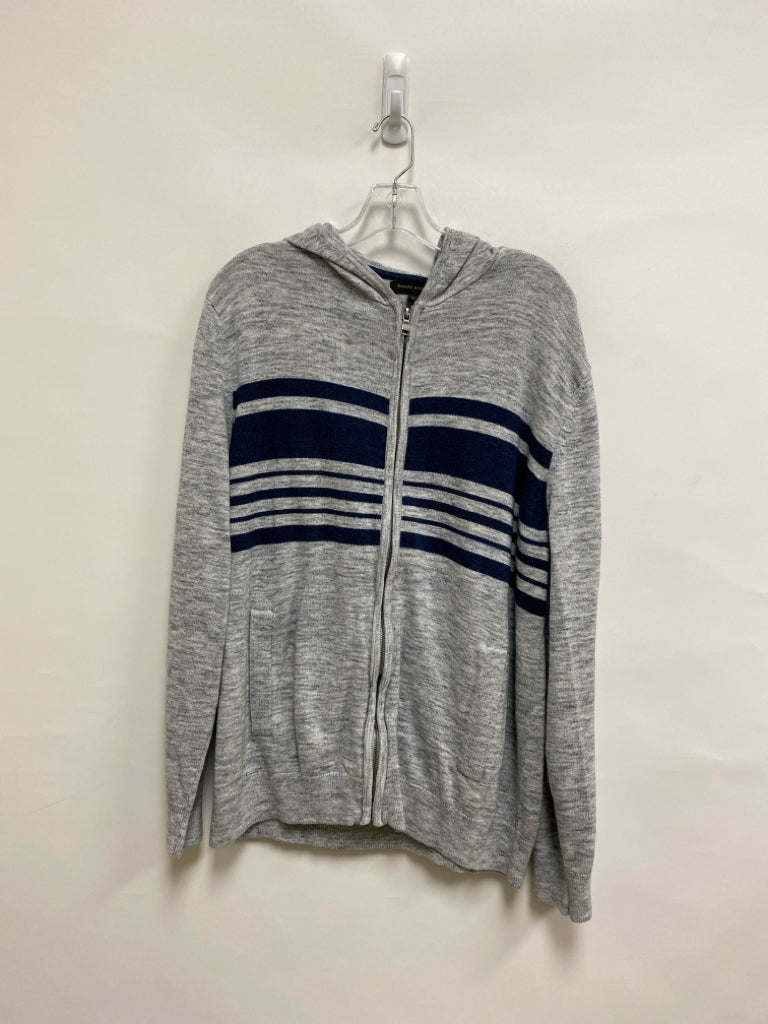Banana Republic Size XL Gray Navy Striped Hooded Men&