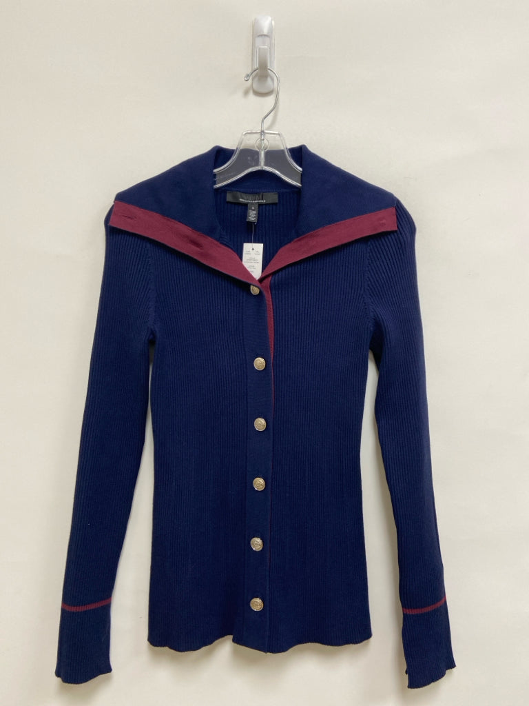NWT WHBM Size S Navy Ribbed Cardigan Ladies Sweater