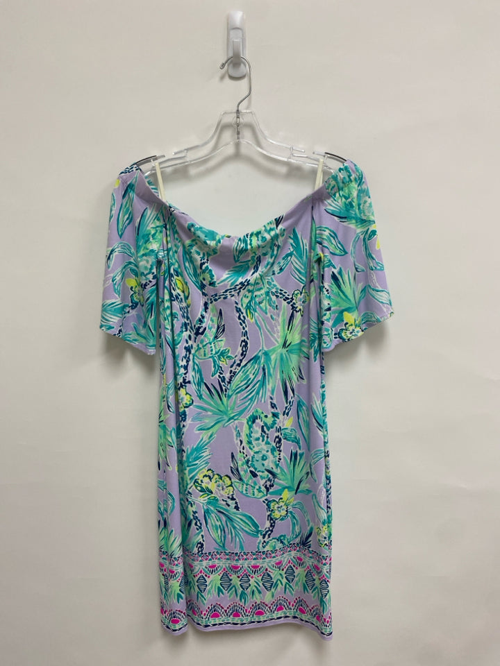 LILLY PULITZER Size M Lavender Aqua/Yellow Tropical Ladies Dress