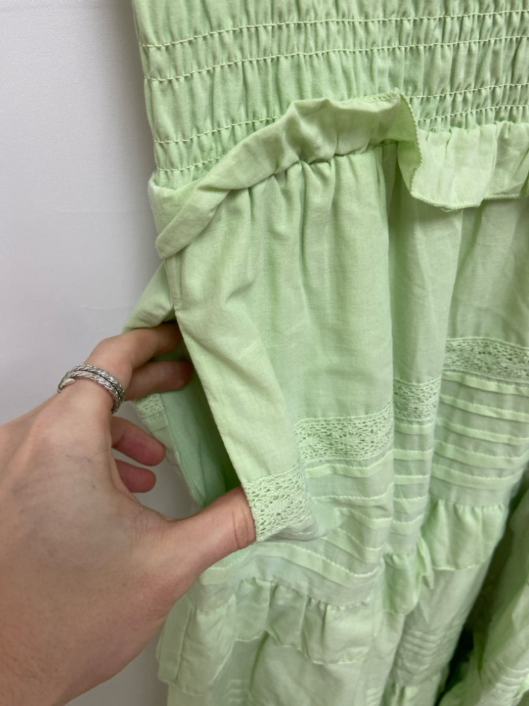 NWT philosophy Size M Pale Green Ruffles Maxi Ladies Dress