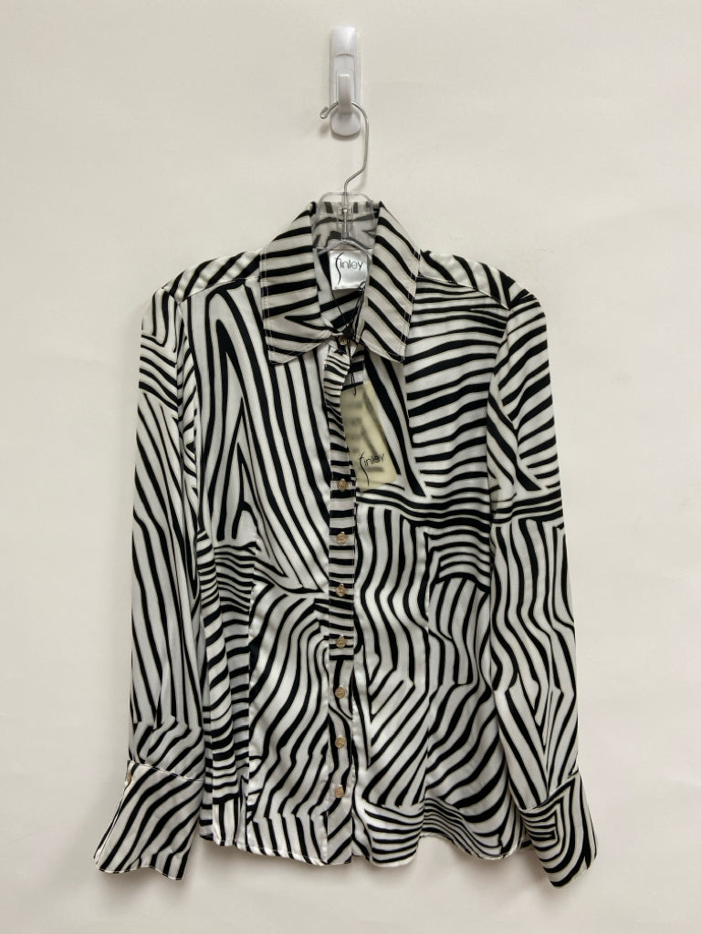 NWT finley Size S White Black/Gray Zebra Print Ladies Top