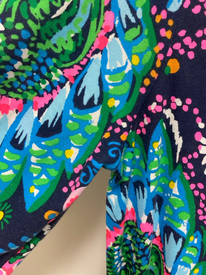 LILLY PULITZER Size M Navy/Pink Green/Multi Abstract 3/4 Sleeve Ladies Dress
