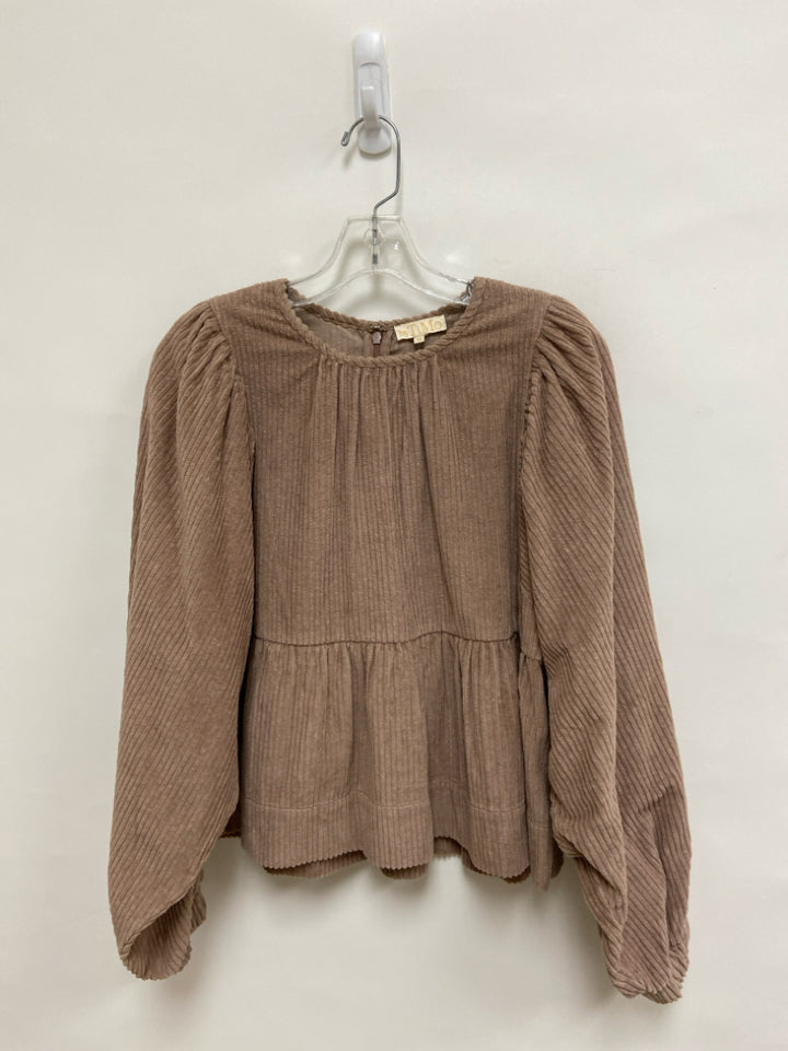 Size M Beige Puff Sleeve Corduroy Ladies Top