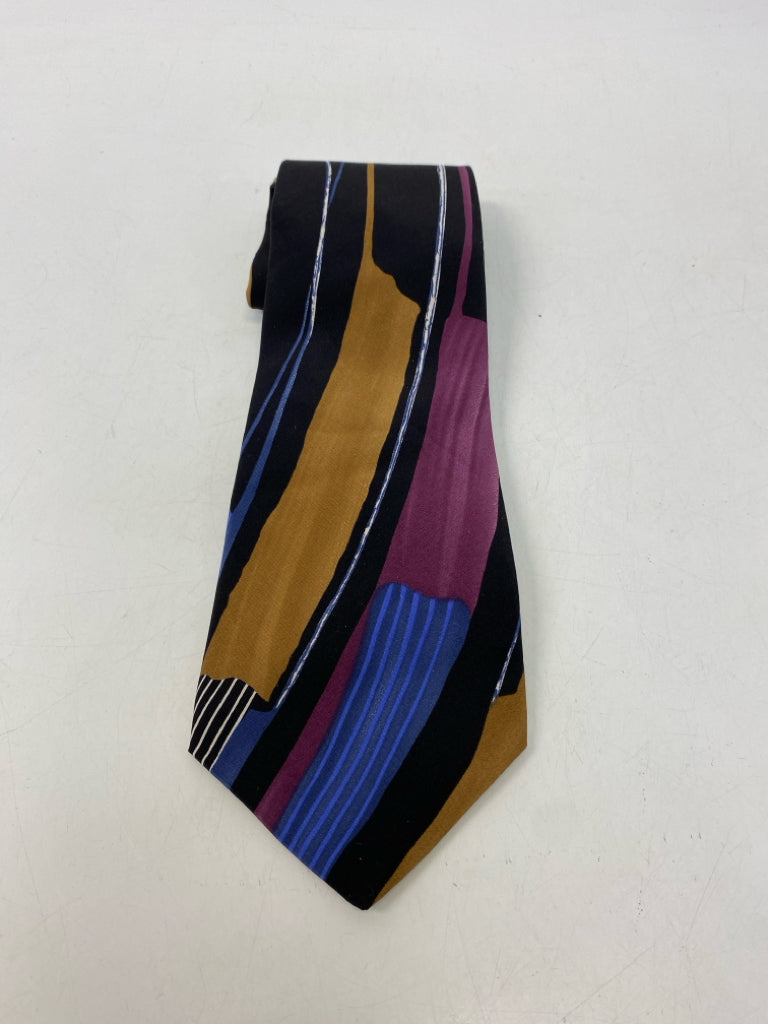 Halston Black Multi Color Abstract Men&