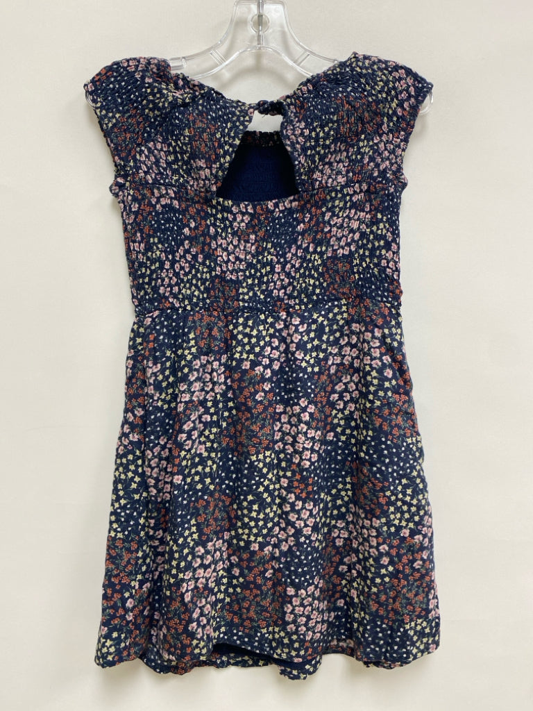 Abercrombie Kids SIZE 7/8 Navy/Yel Pink/Brown Smocking Sleeveless Girl&