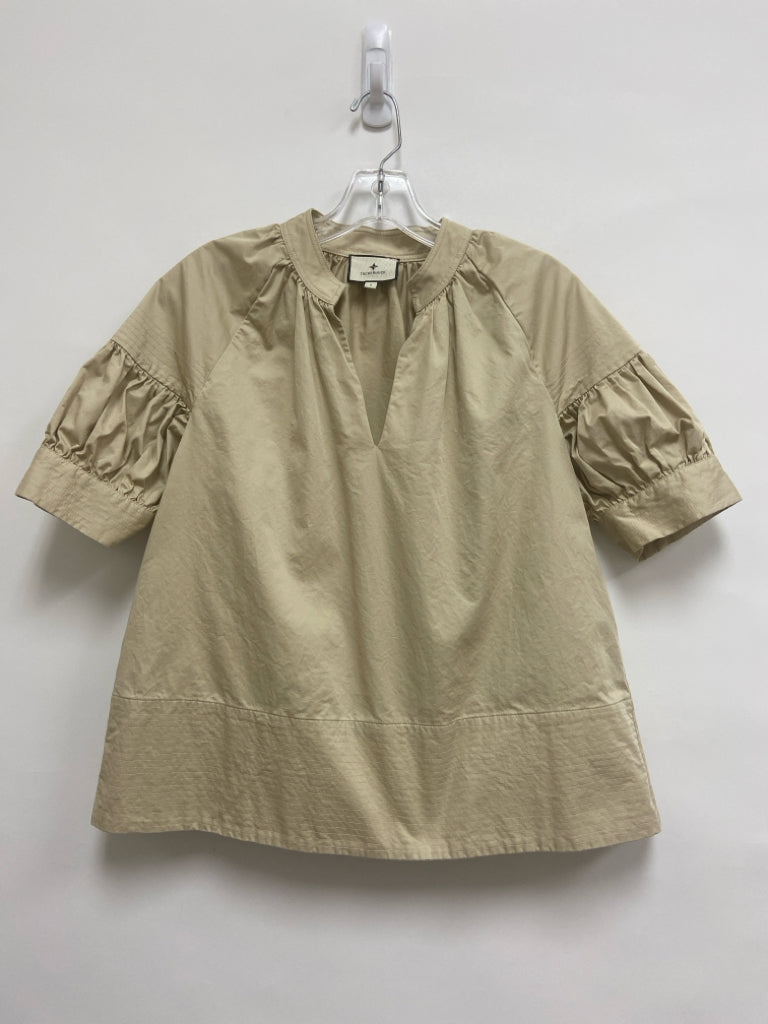 TUCKERNUCK Size S Khaki Puff Sleeve Ladies Top