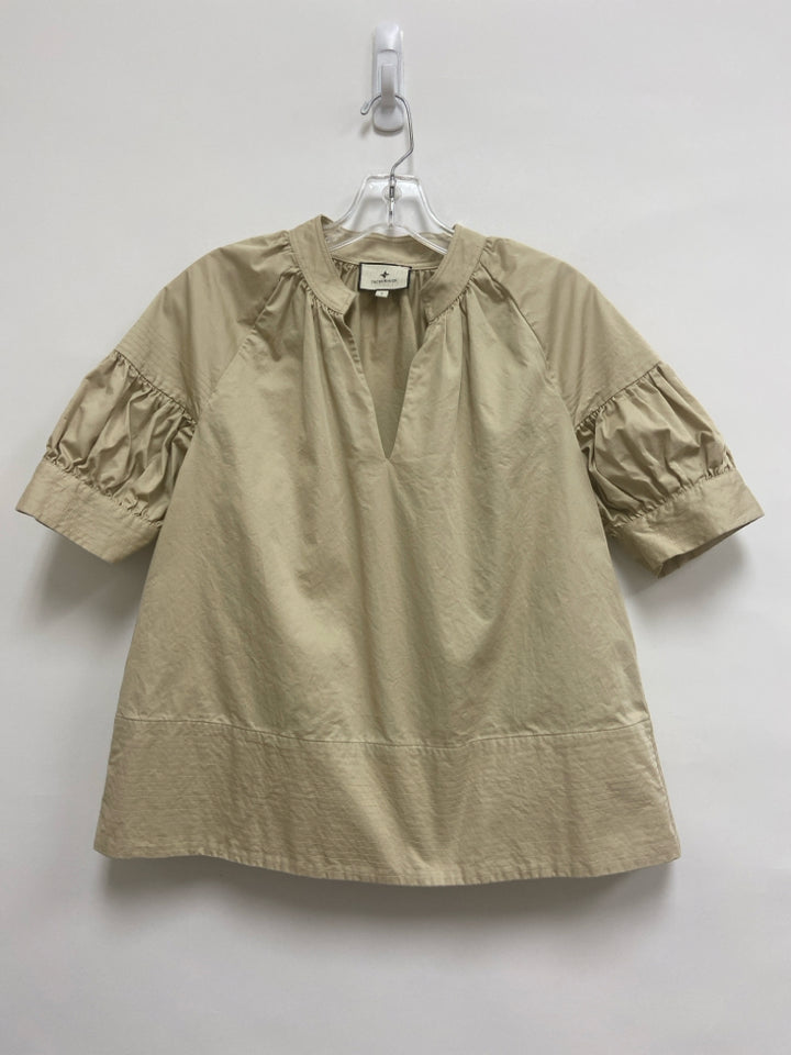 TUCKERNUCK Size S Khaki Puff Sleeve Ladies Top