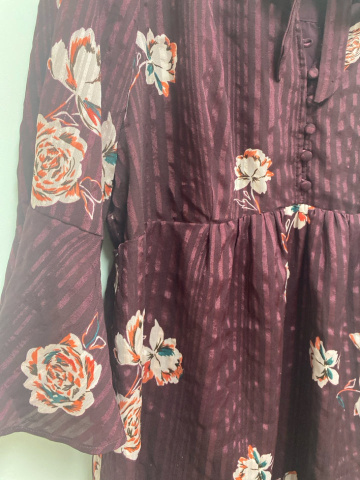Motherhood Size XL Burgundy Pink/Green Flowers Maternity Dress