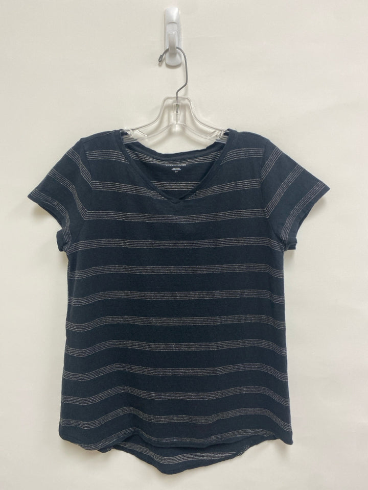 Eileen Fisher Size S Black Tan Striped Ladies Top