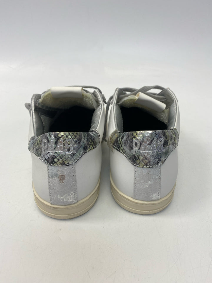 NWOT P448 Jack Gitana Size 38 Silver White Lace-up Sneakers