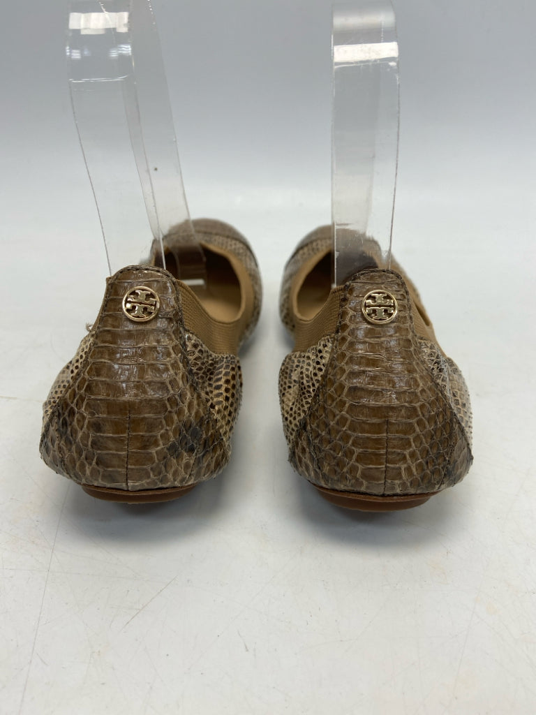 Tory Burch  Size 7.5 Brown Tan Snakeskin(s) Flats