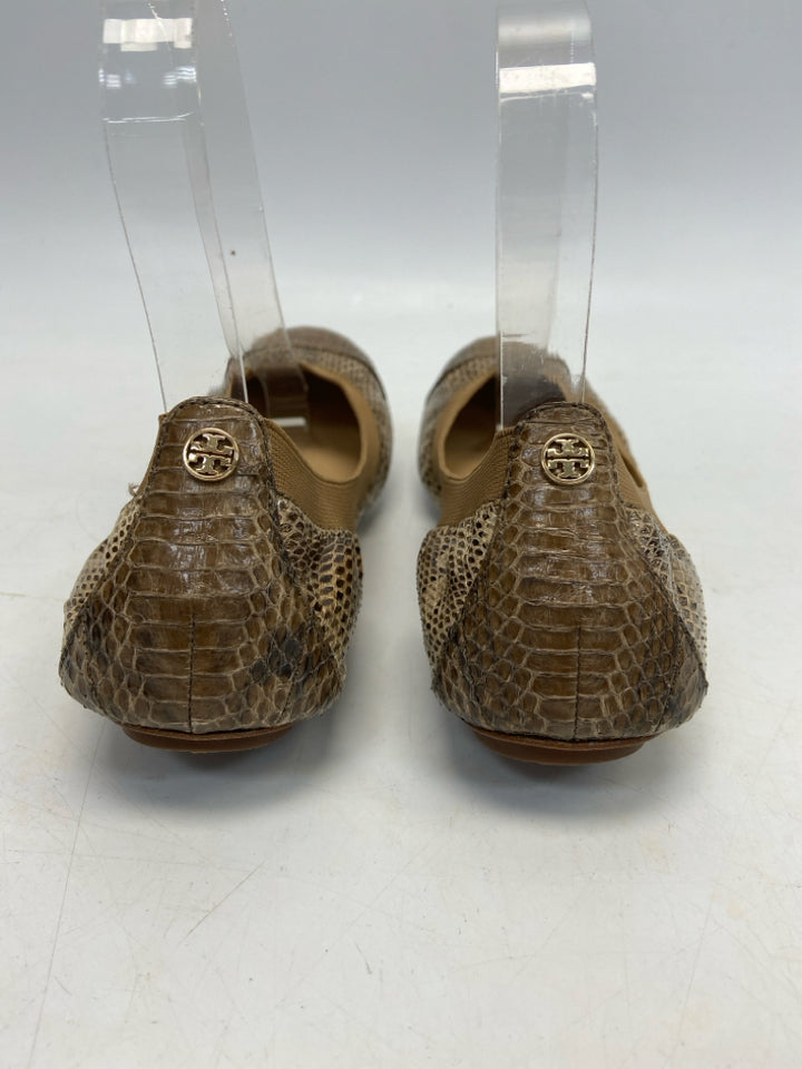 Tory Burch  Size 7.5 Brown Tan Snakeskin(s) Flats