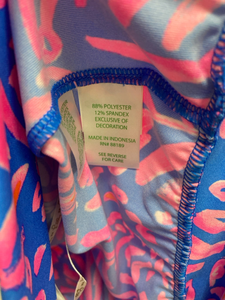 LILLY PULITZER Size L Periwinkle Pink/Gold Chains Halter Ladies Top