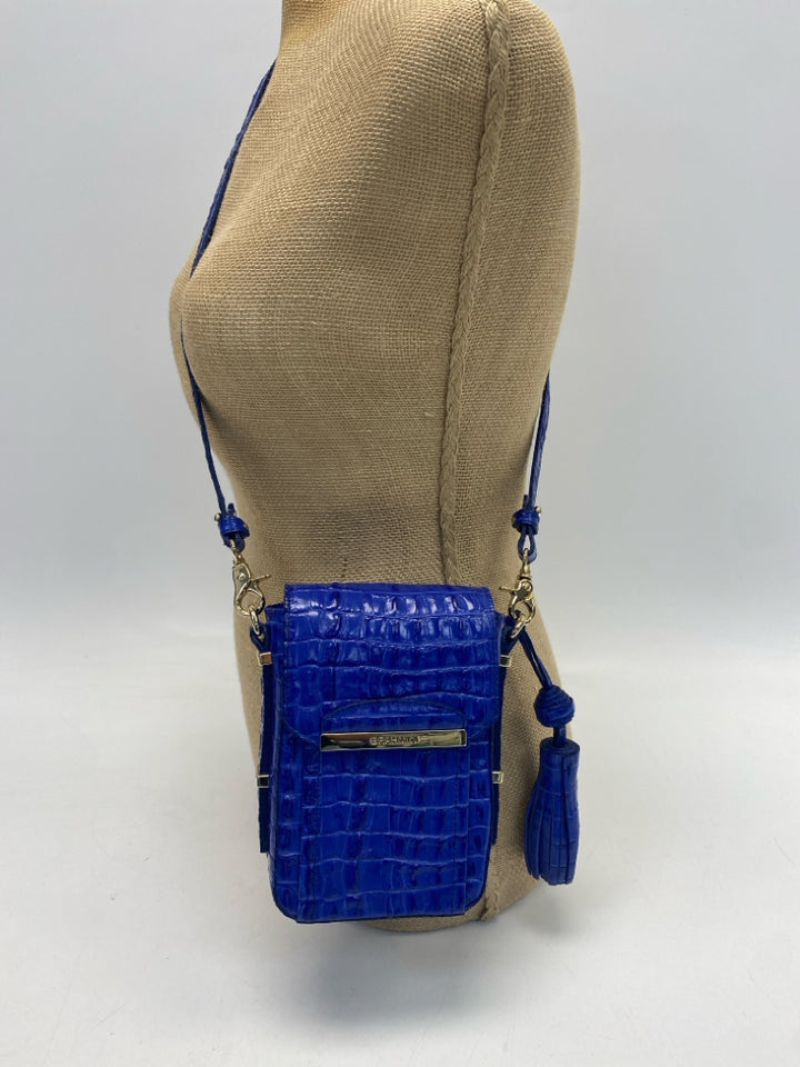Brahmin Blue Embossed Leather Crossbody