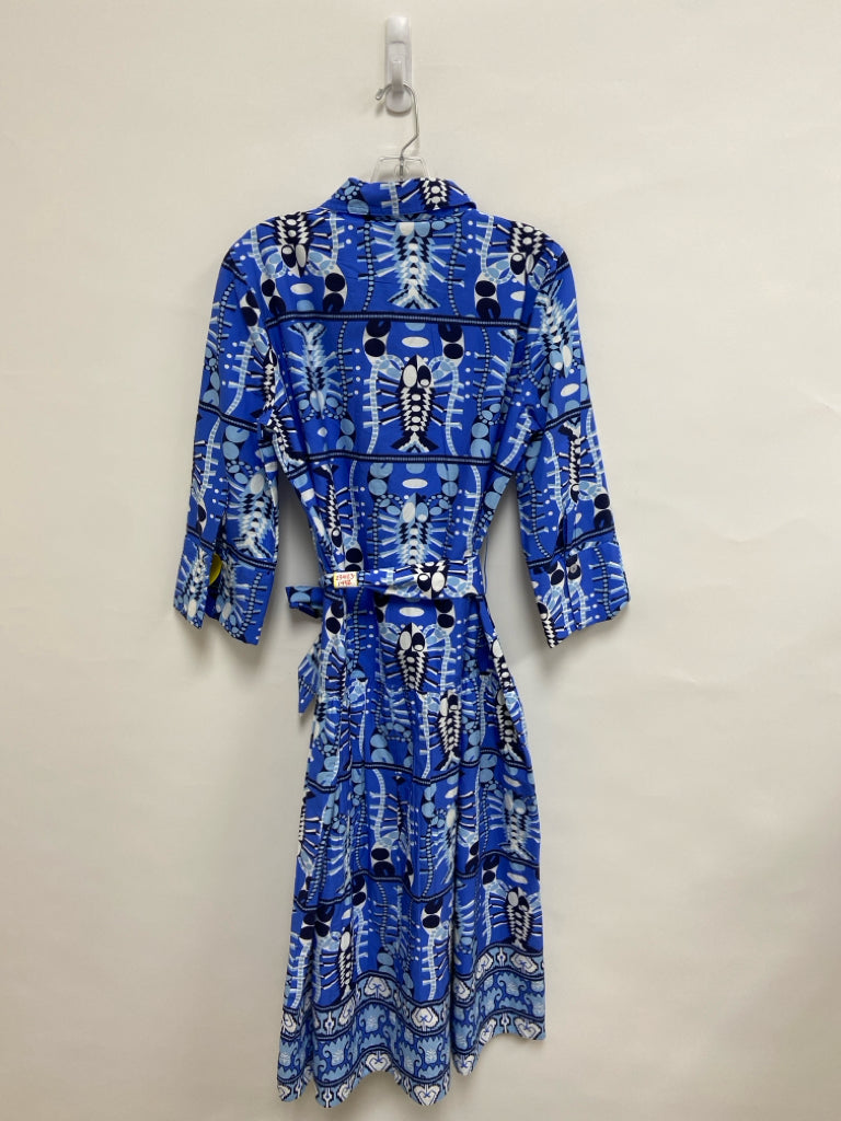 NWT Jude Connally Size XL Blue White/Navy Print Button Up Ladies Dress