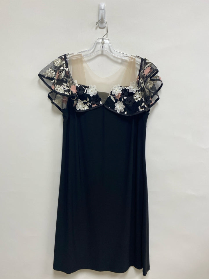 Size L Black Cream/Pink Embroidered Sleeveless Ladies Dress