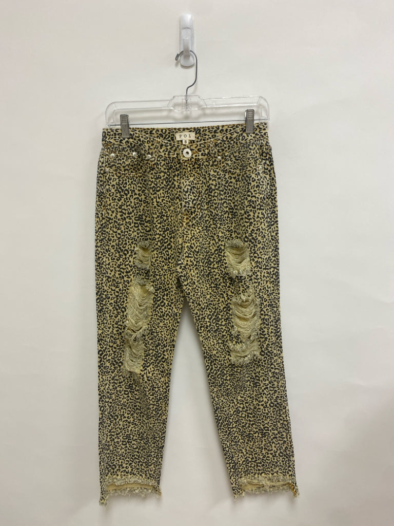 POL Size S Yellow Black Animal Print Ladies Jeans