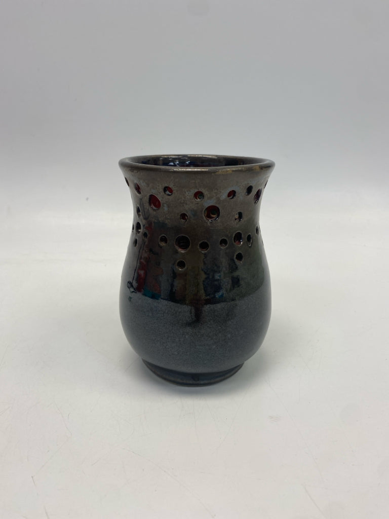 Dark Brown Perforated Trimmed Pottery