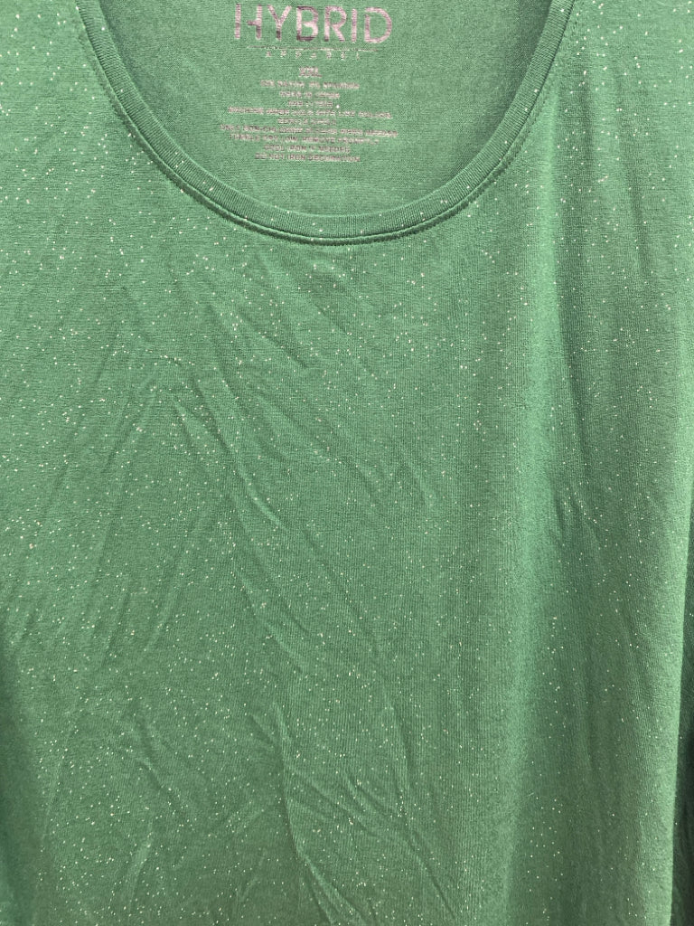 NWT Size XXL Green Silver Glitter Long Sleeve Tee Plus Size Top